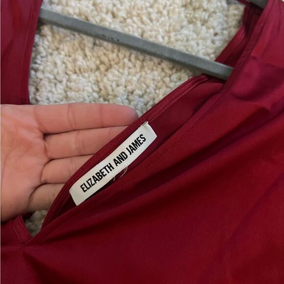 Elizabeth and James Ophelie Red Satin Silk Blouse - Picture 6 of 9